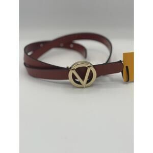 Mario Valentino logo Tan Baby Belt  Gold Buckle NWT X-Large